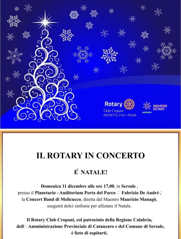 Sersale, il Rotary di Cropani si prepara al Natale con il gran concerto all'Auditorium Porta del Parco