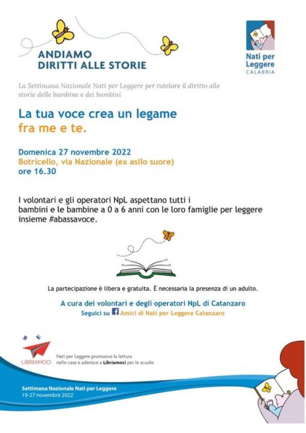 Botricello, domenica 27 novembre l'appuntamento con "Nati per leggere"