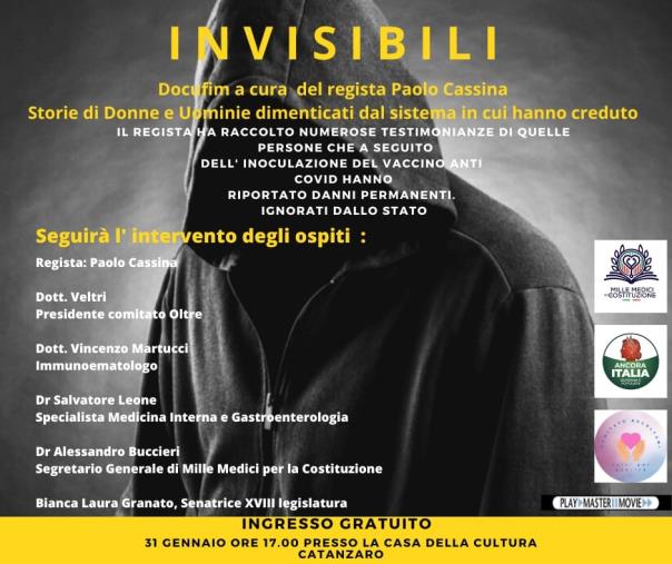 images "Gli invisibili", il 31 gennaio a Catanzaro documentario censurato da social media Mainstream