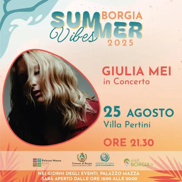 Borgia Summer Vibes: il 25 agosto il live di Giulia Mei a Villa Pertini