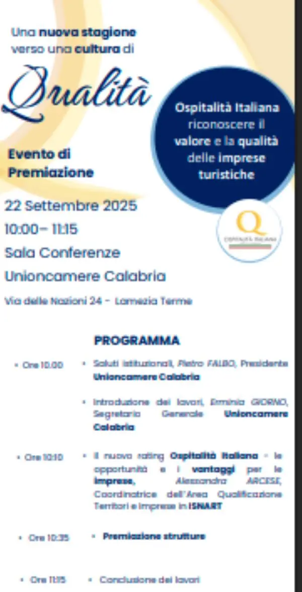 "Una nuova stagione verso una cultura di qualità”, a Lamezia la consegna degli attestati alle imprese turistiche calabresi