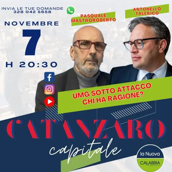 Catanzaro Capitale, Umg sotto attacco: ospiti Mastroroberto e Talerico (DIRETTA 20.30)