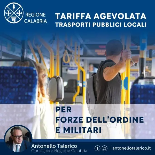 Trasporti, Talerico: "Forze dell'ordine e militari hanno diritto a tariffe agevolate"