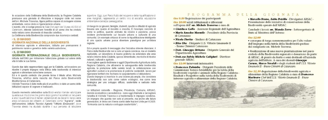 La Regione celebra a Catanzaro la "Settimana della Biodiversità": dal sogno di Traversa all’impegno delle istituzioni