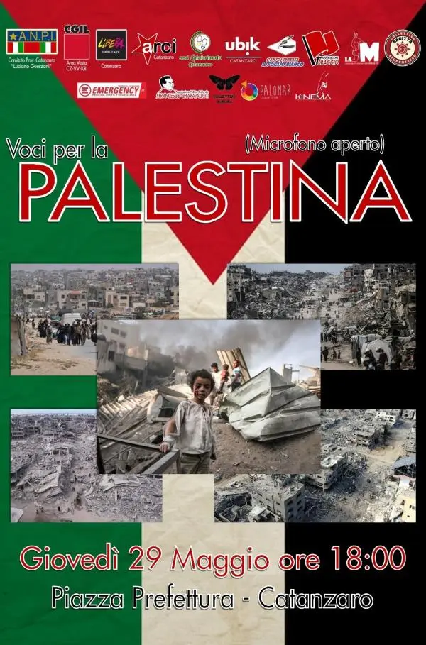 I Circoli PD  di Catanzaro aderiscono alla manifestazione “Voci per la Palestina”