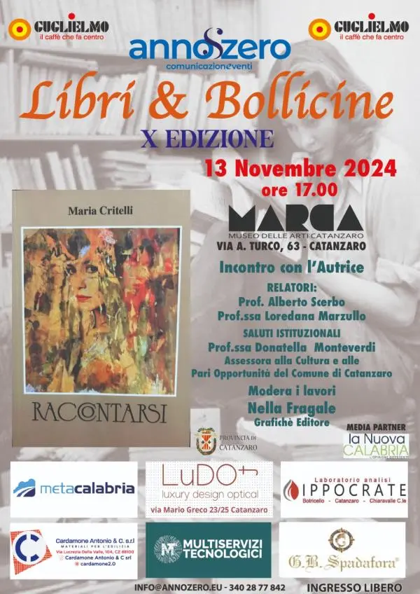 Libri e bollicine: domani a Catanzaro la presentazione di “Raccontarsi” di Maria Critelli