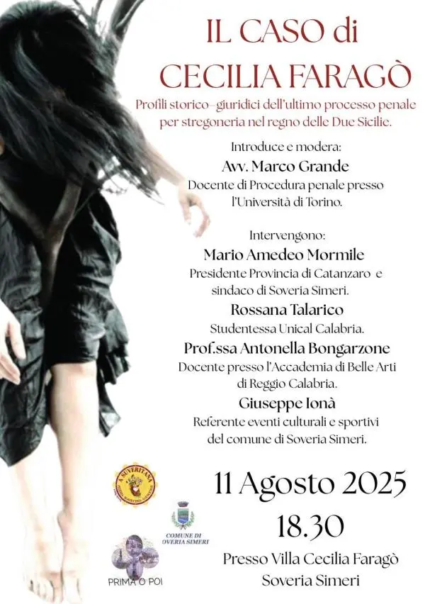 Cecilia Faragò: l’11 agosto a Soveria Simeri si parla dell’ultimo processo per stregoneria nel Regno delle due Sicilie