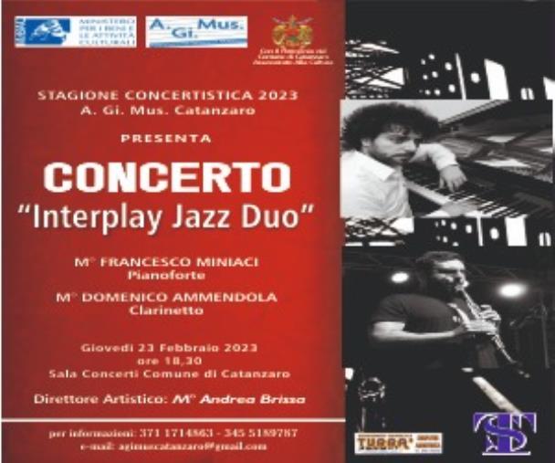 images Prosegue la stagione di A.Gi.Mus, prossimo appuntamento il 23 febbraio con il concerto “Interplay Jazz Duo”