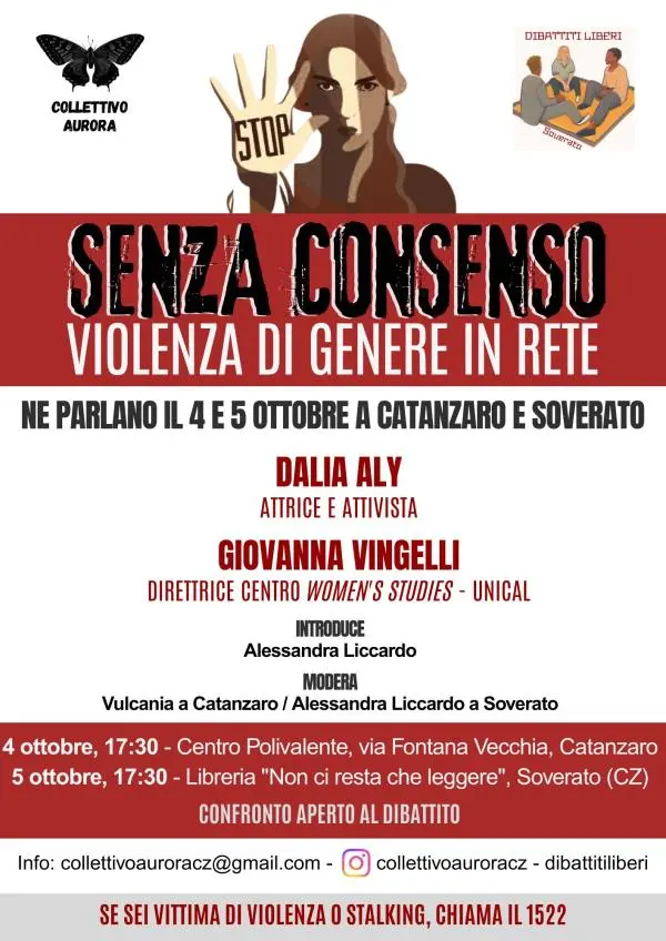 “Violenza di genere in rete”, con il Collettivo Aurora 2 giornate di approfondimento a Catanzaro e Soverato 