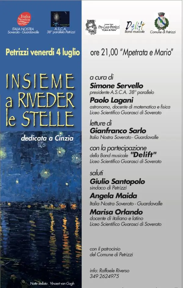 Petrizzi, a riveder le stelle: il 4 luglio serata astronomica 