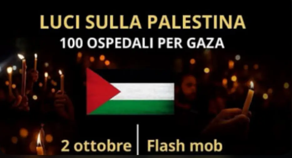 Flash mob “Luci sulla Palestina”: 225 ospedali illuminati il 2 ottobre contro il genocidio a Gaza