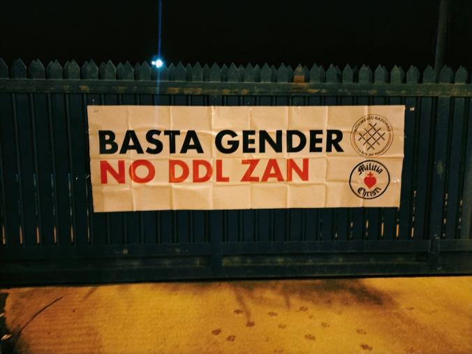images “Basta gender, no al
Ddl Zan”: striscioni del movimento nazionale a Catanzaro contro la legge su omofobia 
