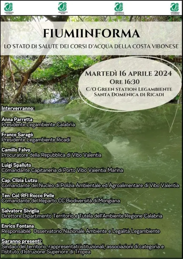 “Fiumiinforma”: martedì 16 Legambiente presenterà lo stato di salute dei corsi d'acqua della costa vibonese