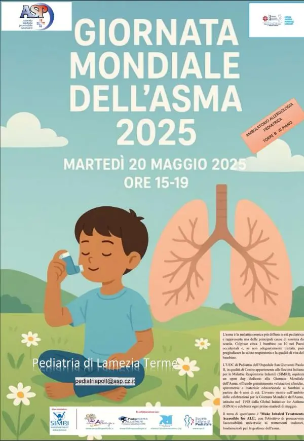 ASP Catanzaro, Giornata Mondiale dell'Asma: Open Day all’Ospedale “Giovanni Paolo II” di Lamezia 