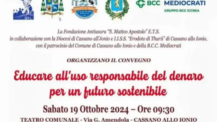 A Cassano allo Ionio, un incontro con i giovani per educare all'utilizzo responsabile dei soldi 