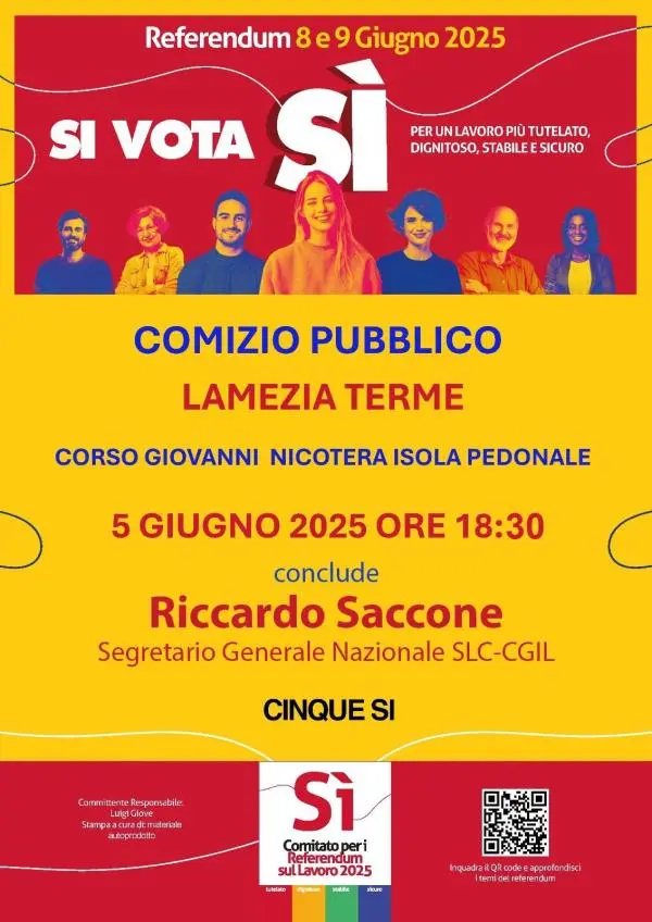 Referendum: a Lamezia ospite il segretario nazionale SLC-CGIL, Riccardo Saccone
