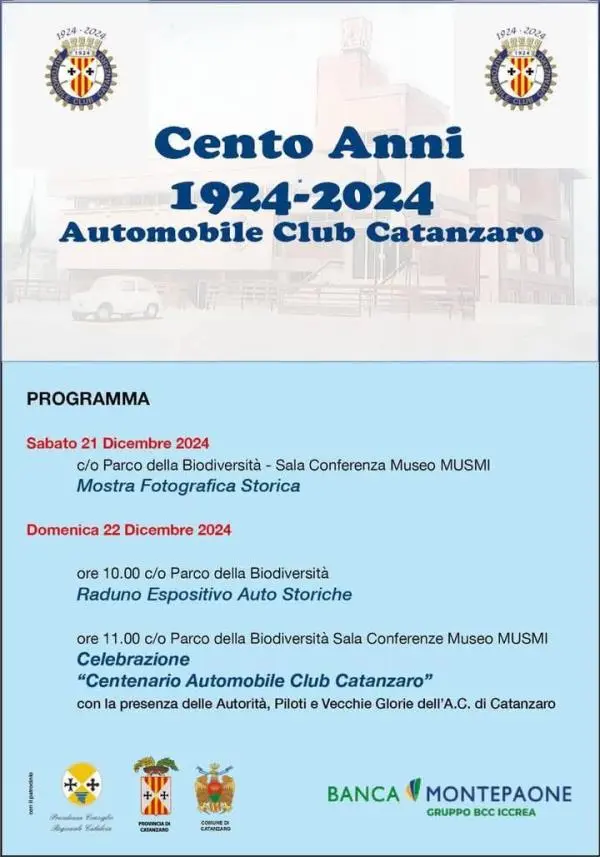 L’Automobile Club Catanzaro ha compiuto 100 anni: grande festa nel salone del Musmi