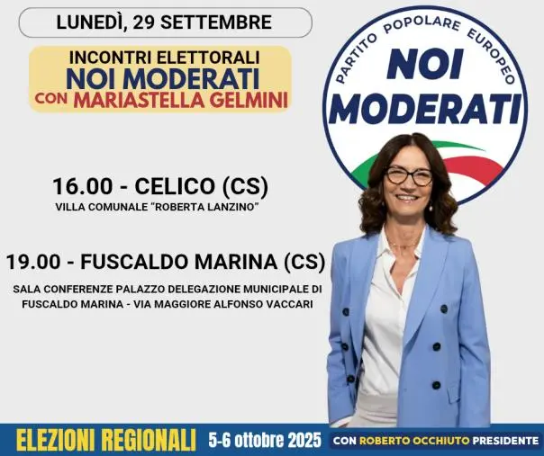 Mariastella Gelmini in Calabria per sostenere Noi Moderati e i candidati alle Regionali