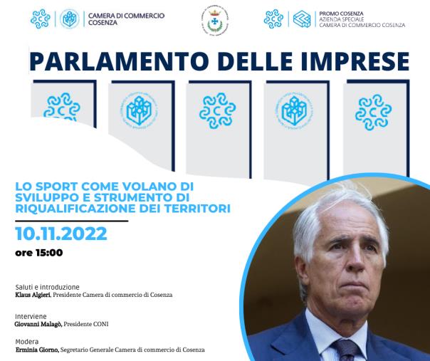 images Il presidente del Coni sarà presente al Parlamento delle imprese a Cosenza