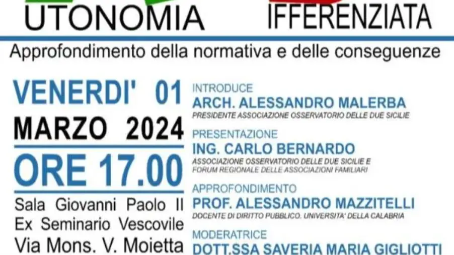 Autonomia differenziata, convegno a Lamezia per capire meglio cosa prevede la riforma 