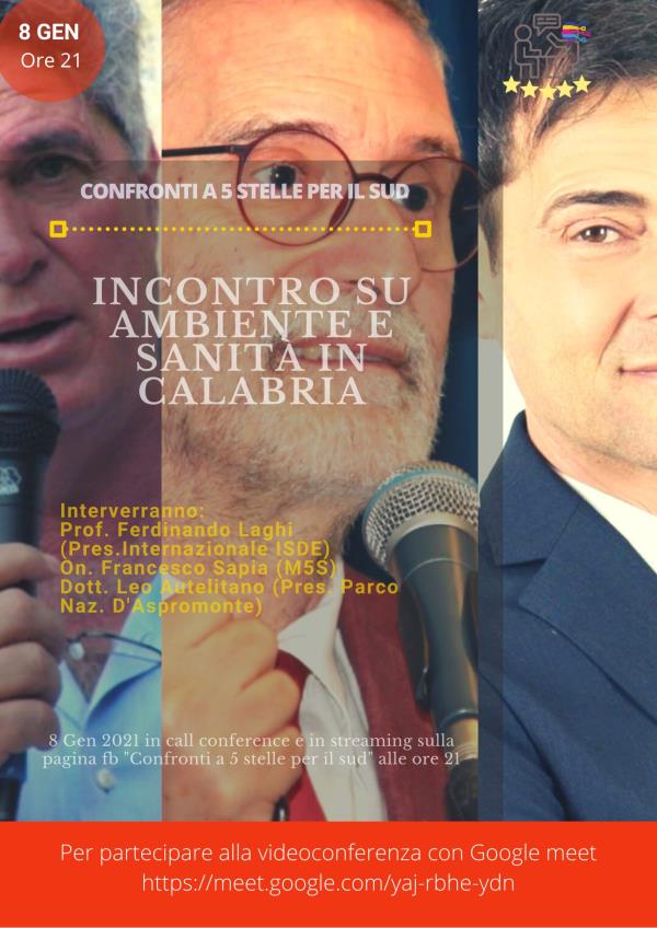 images Ambiente e sanità in Calabria. Venerdì incontro online con Ferdinando Laghi, Francesco Sapia (M5S) e Leo Autelitano