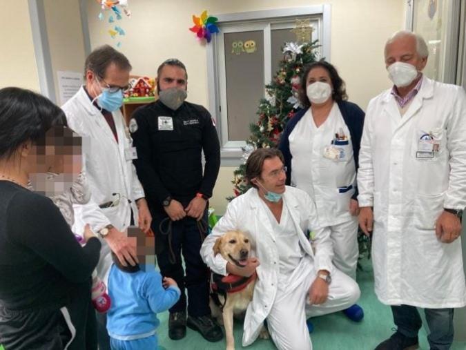 images I cani da salvataggio "in corsia" con i piccoli pazienti del Pugliese Ciaccio di Catanzaro