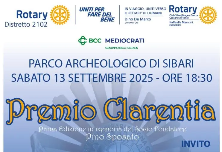 Al via a Cassano All’Ionio la prima edizione del Premio Clarentia