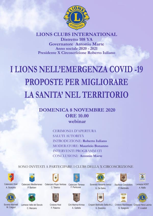 images “I Lions nell'emergenza covid19: le proposte per migliorare l'aspetto sanitario”: domenica  webinar sull’emergenza sanitaria 