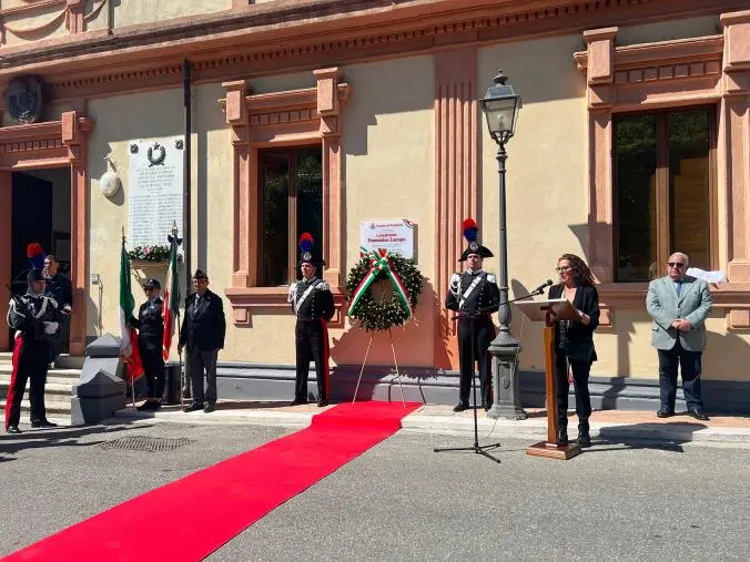 Wanda Ferro a Portigliola per la cerimonia commemorativa del carabiniere Domenico Lacopo
