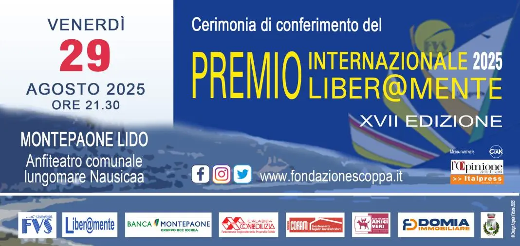 Montepaone Lido si prepara ad accogliere la XVII edizione del Premio internazionale Liber@mente
