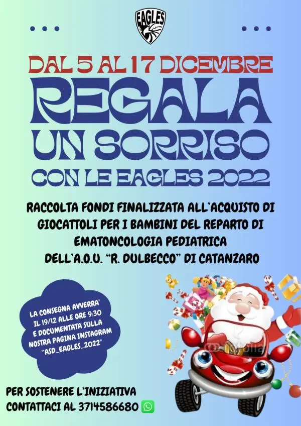 Catanzaro, l'ASD Eagles 2022 "Regala un sorriso" ai piccoli pazienti della 'Dulbecco'