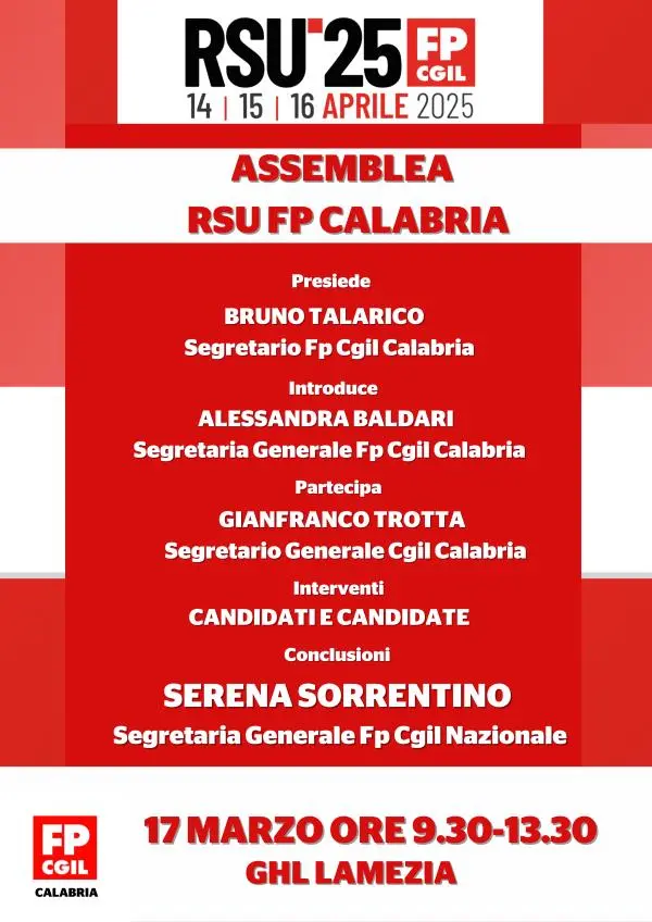 A Lamezia Terme l’assemblea dei lavoratori Fp Cgil con la segretaria generale nazionale Serena Sorrentino