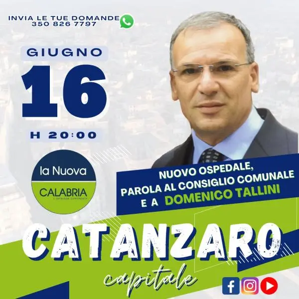 Catanzaro Capitale, il Consiglio discute del nuovo ospedale: ospite Tallini (DIRETTA DALLE 20)
