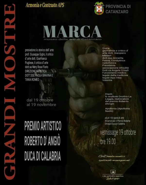Aprirà i battenti sabato 19 ottobre il grande vernissage al Marca di Catanzaro con la mostra dello scultore Onofrio La Leggia