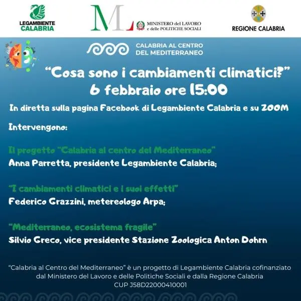 “Cosa sono i cambiamenti climatici?”: il webinar di Legambiente sulle sfide ambientali del Mediterraneo