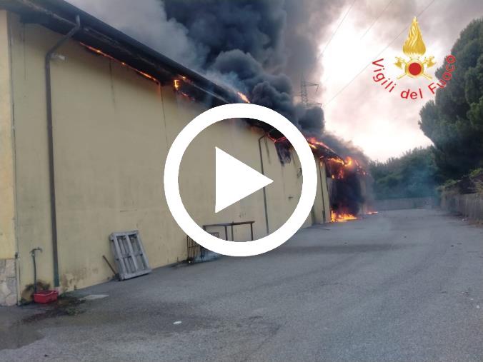 Incendio in un capannone a Nocera Terinese: intervento dei Vigili del Fuoco del Comando di Catanzaro
