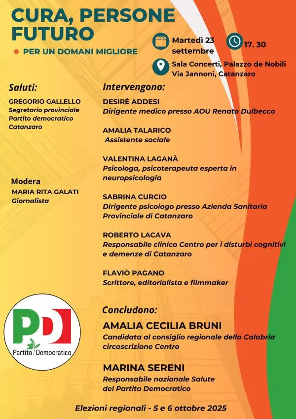 “Cura, persone, futuro. Per un domani migliore”: iniziativa a Catanzaro