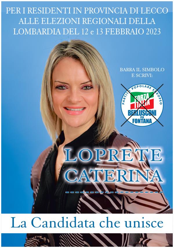 La girifalcese Caterina Loprete candidata con FI alle Regionali della Lombardia
