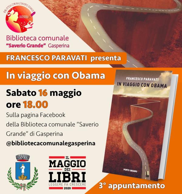 images #maggiodeilibri2020 a Gasperina, sabato su Facebook ospite lo scrittore Paravati e il suo libro "In viaggio con Obama" 