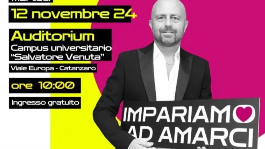 Catanzaro, Luca Abete sarà all'UMG per il tour universitario #noncifermanessuno