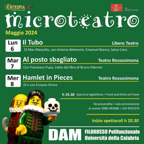 Dal 6 all’8 maggio al DAM Unical è tempo di Microteatro con le pièces di Max Mazzotta, Francesco Pupa ed Ernesto Orrico 
