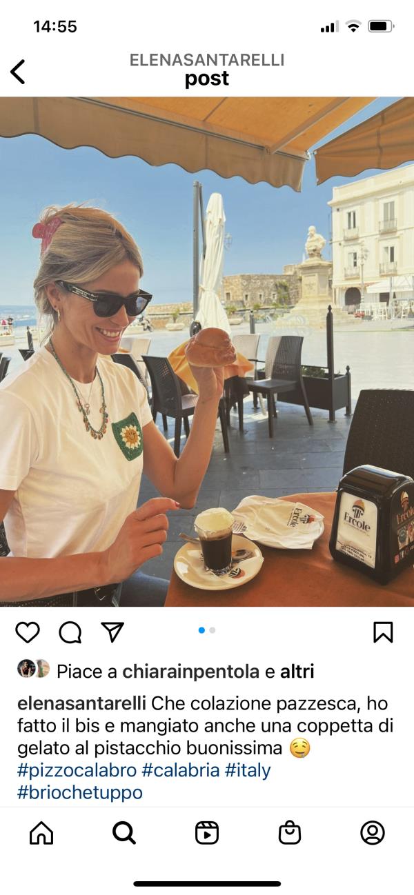 images Elena Santarelli a Pizzo: “Colazione pazzesca”