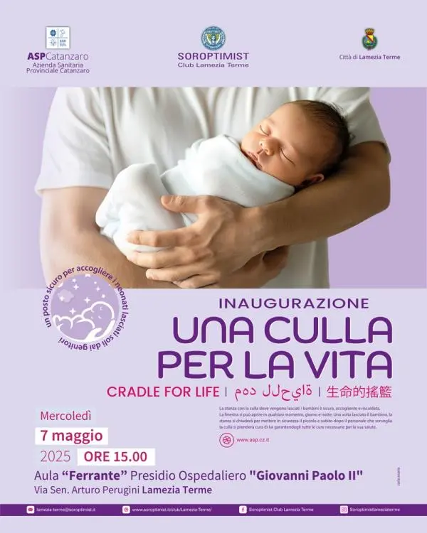 All'ospedale "Giovanni Paolo II" di Lamezia inaugura la "Culla per la vita"
