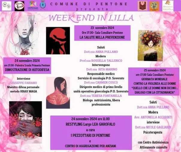 Pentone, "Weekend in lilla" contro la violenza sulle donne