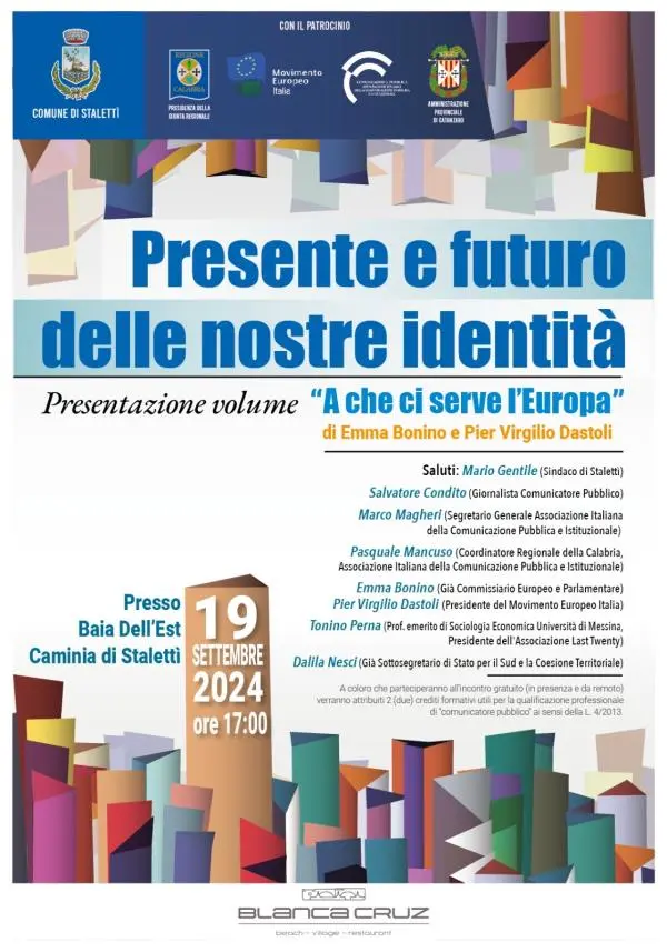 "Calabria, terra di pensiero e conoscenza” apre con Emma Bonino il 19 settembre a Caminia 