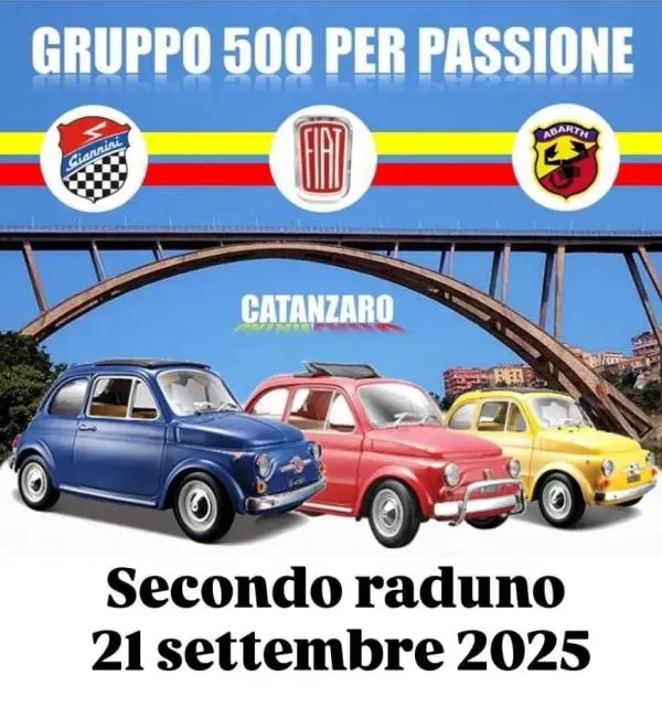 Secondo raduno di Fiat 500 e auto d'epoca: appuntamento a domenica 21 settembre a Catanzaro