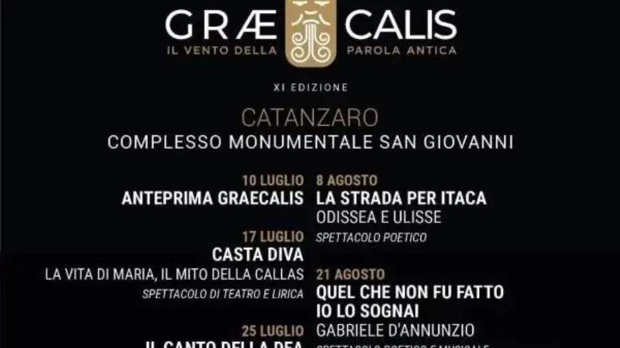 Graecalis torna a Catanzaro: date e spettacoli della XI edizione della rassegna 