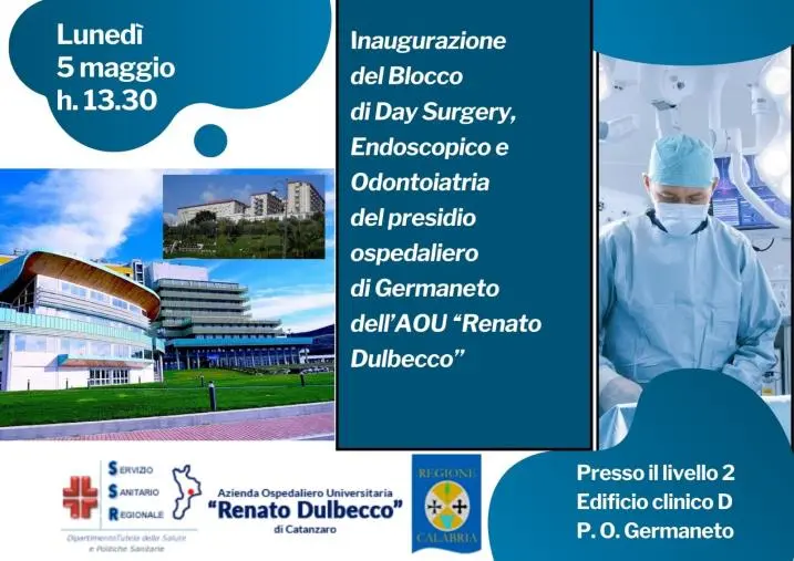 AOU "Renato Dulbecco": lunedì l’inaugurazione del Blocco di Day Surgery di Endoscopia e Odontoiatria al presidio di Germaneto