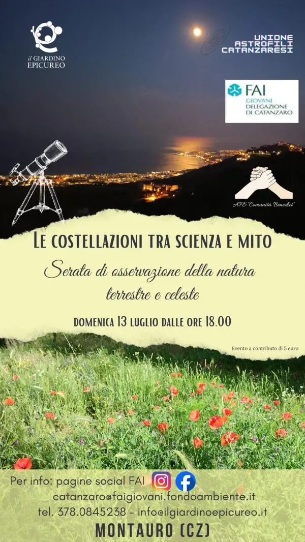 "Le costellazioni tra scienza e mito": a Montauro serata di osservazione della natura terrestre e celeste 