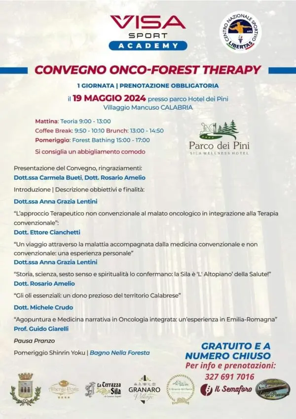 Domenica a Villaggio Mancuso convegno di Onco Forest Therapy con Bagno di Bosco in Sila
